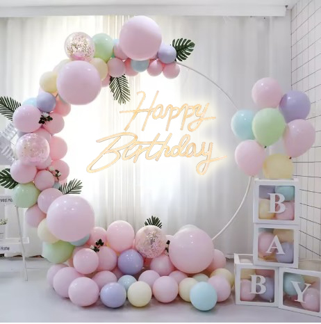 Sweet Macaron Theme Styling Balloon Garland Setup